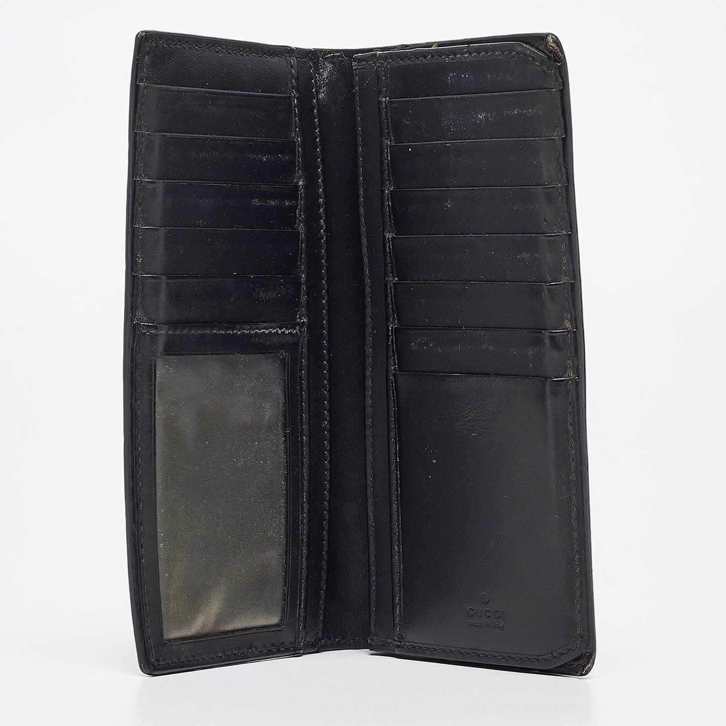 Luxury Gucci Trending 2025 Black ssima Leather Bifold Long Wallet