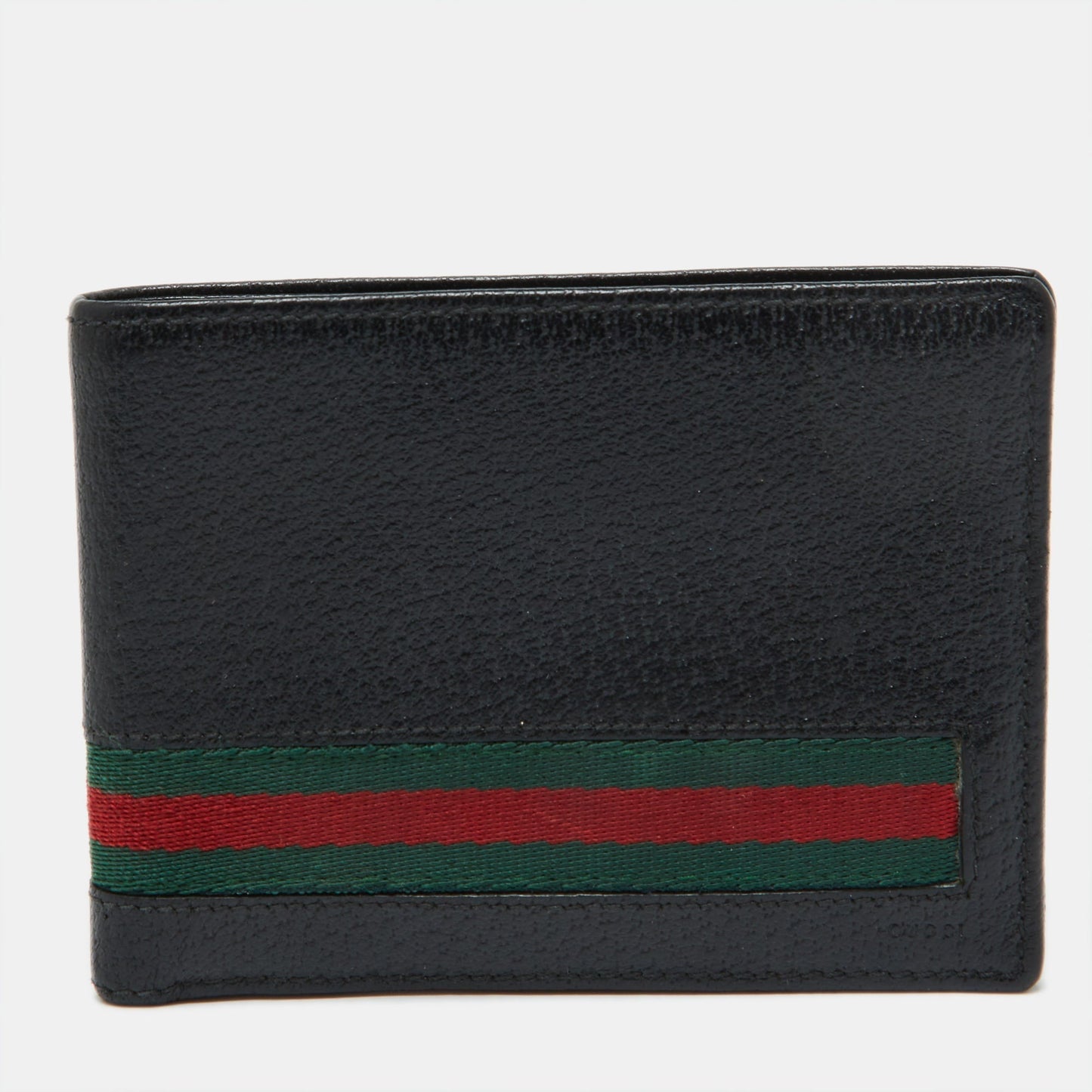 Luxury Gucci Trending 2025 Black Leather Web Bifold Wallet