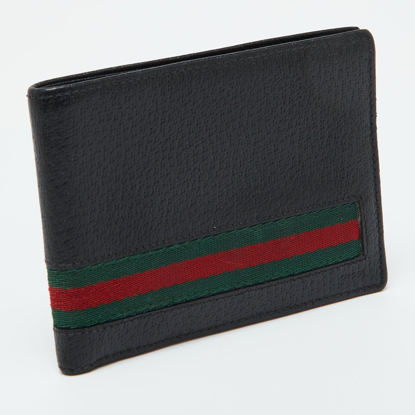 Luxury Gucci Trending 2025 Black Leather Web Bifold Wallet