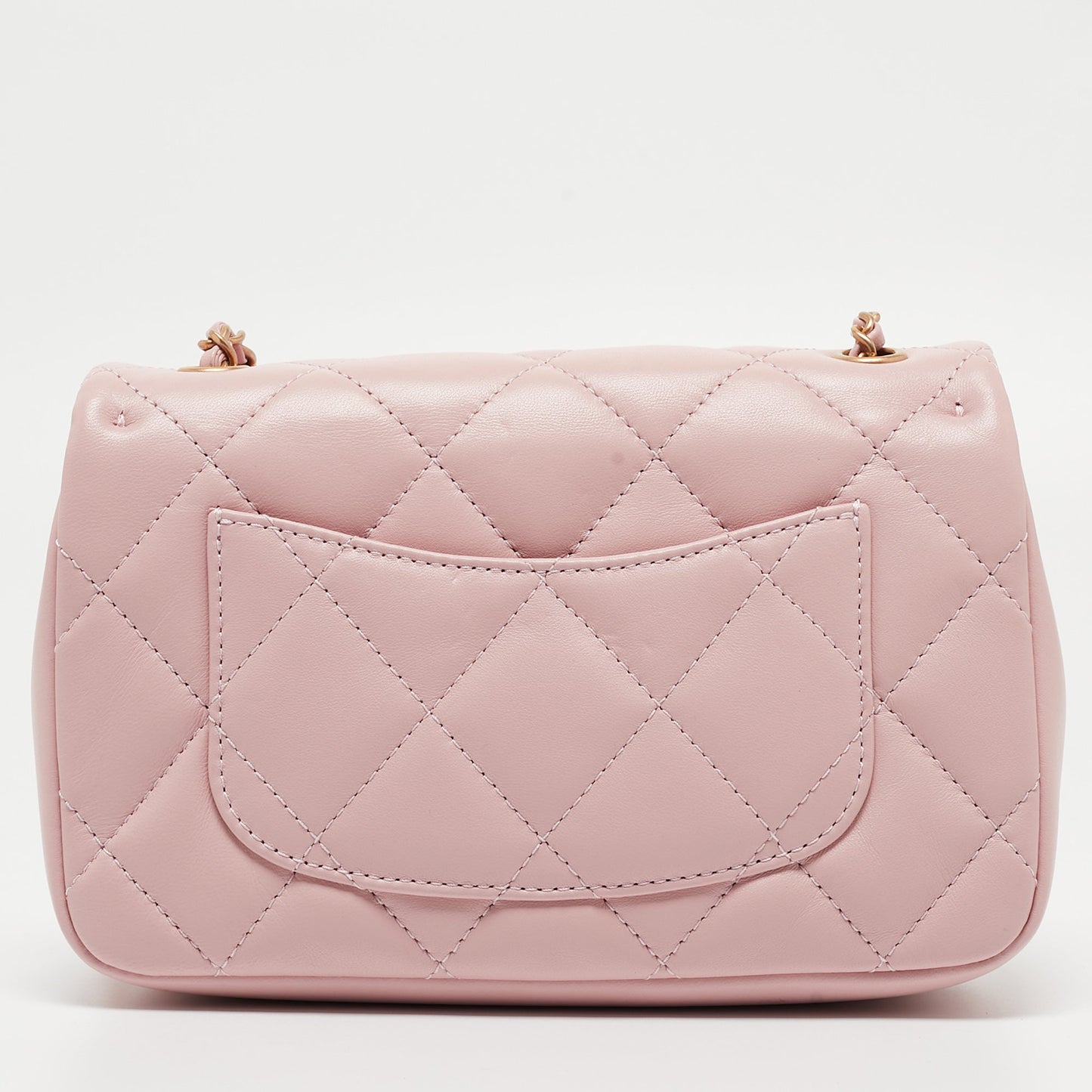 CHANEL Pink Quilted Leather New Mini Heart Charm Classic Flap Bag