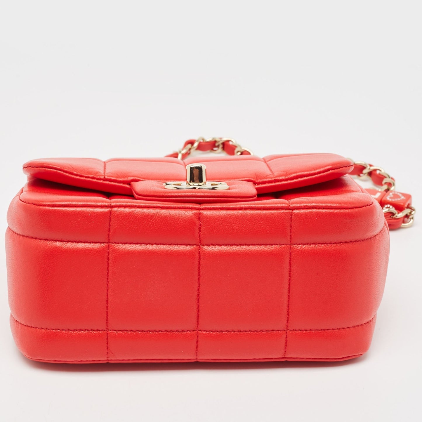 CHANEL Red Quilted Leather Mini Monacoco Square Flap Bag