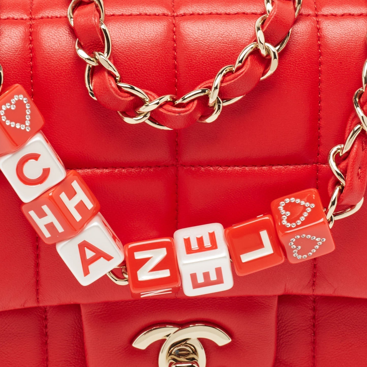 CHANEL Red Quilted Leather Mini Monacoco Square Flap Bag