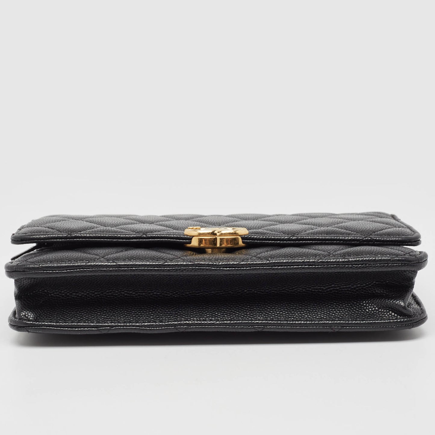 CHANEL Black Quilted Caviar Leather Coco First Wallet on Chain