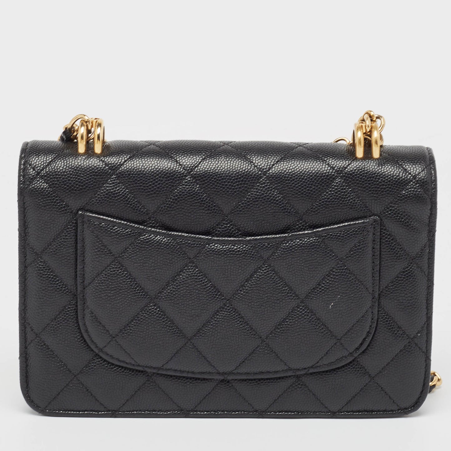 CHANEL Black Quilted Caviar Leather Coco First Wallet on Chain