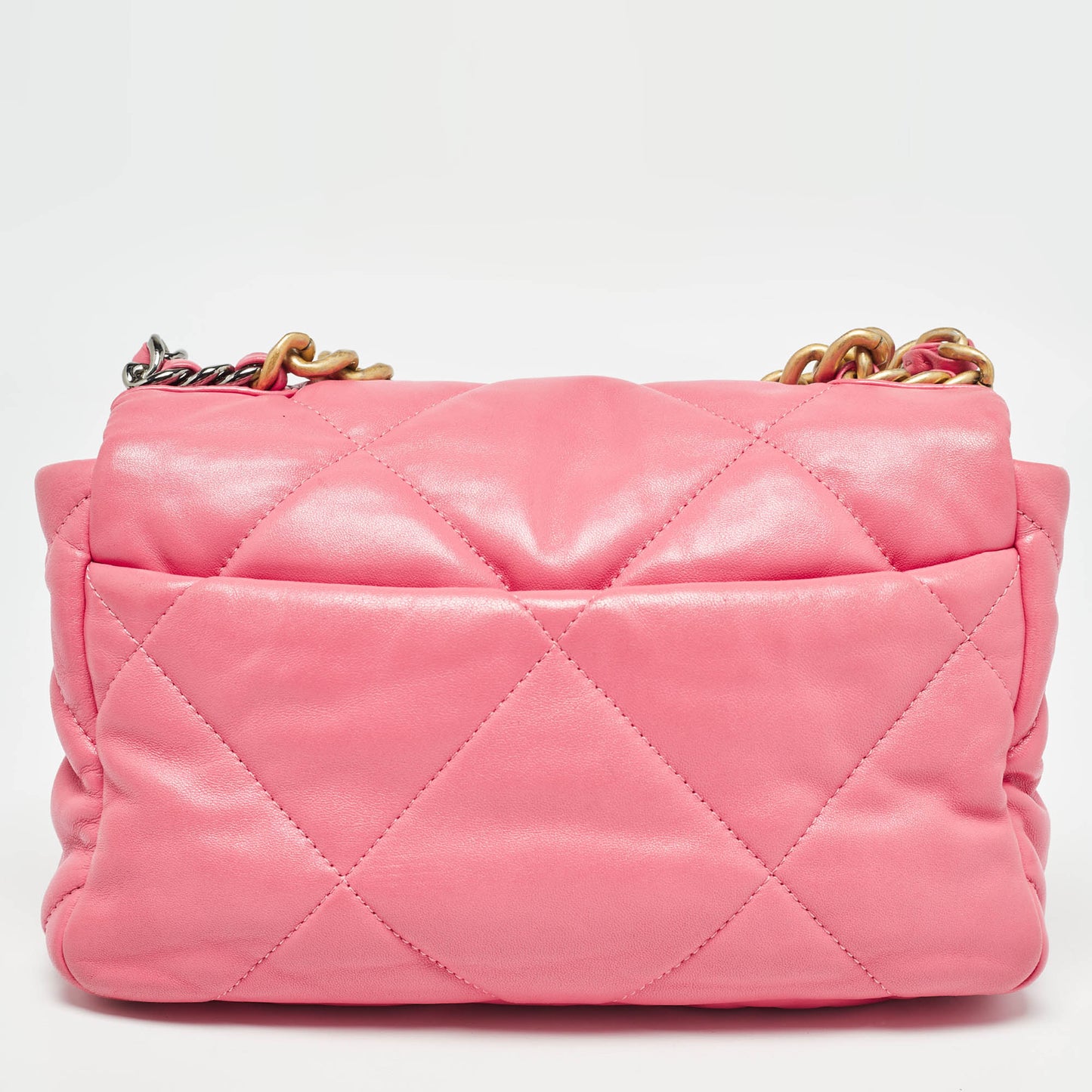 CHANEL Pink Quilted Leather Medium 19 Flap Bag