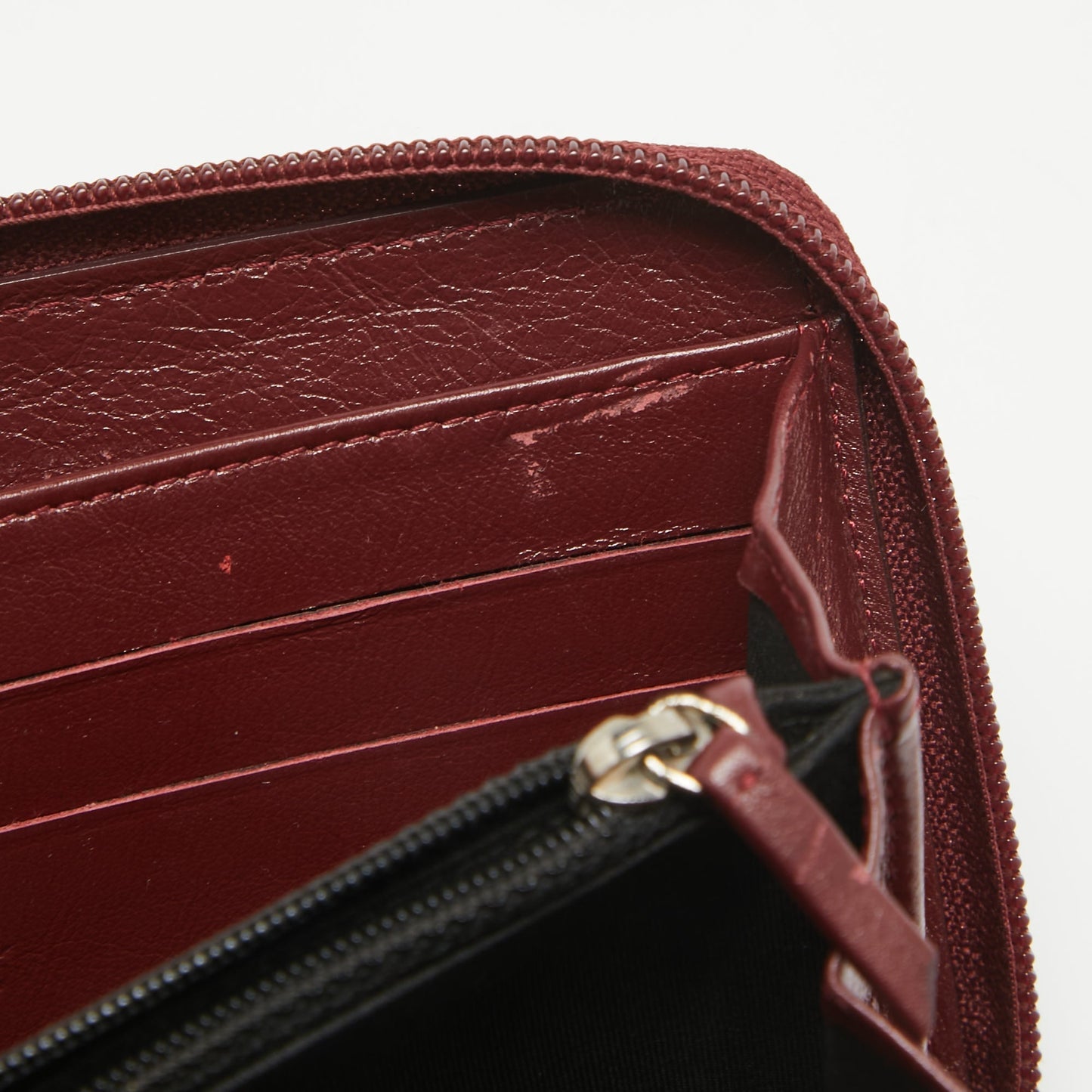CHANEL Red Caviar Leather CC Timeless Zip Around Wallet