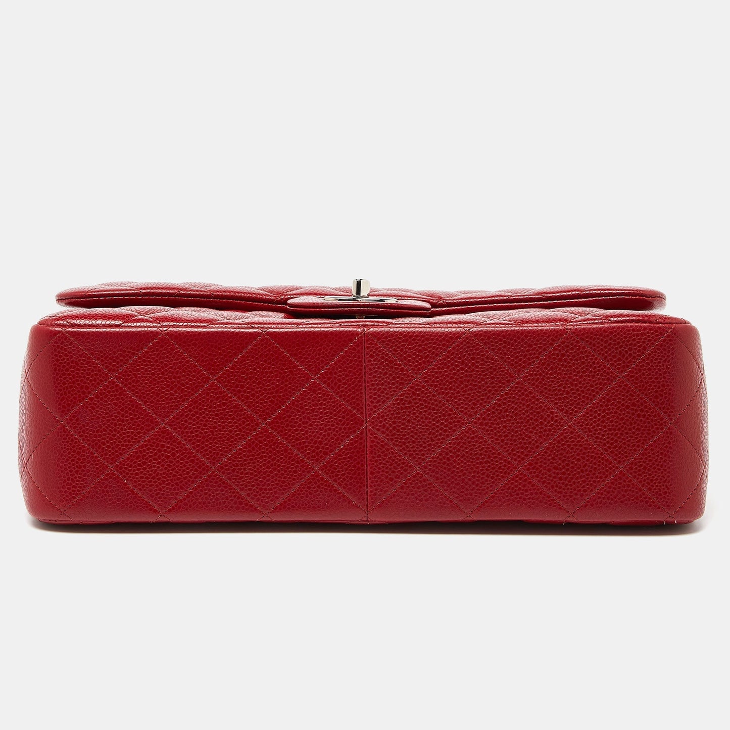 CHANEL Red Quilted Caviar Leather Jumbo Classic Double Flap Bag
