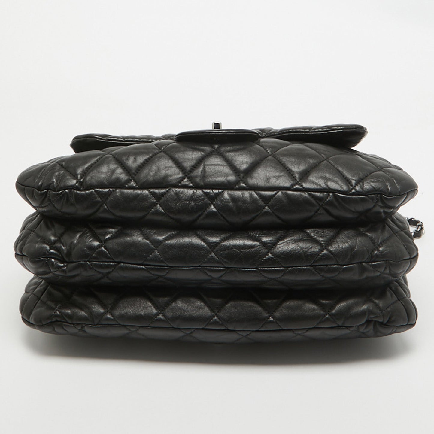 CHANEL Black Quilted Leather Maxi 3 Flap Bag