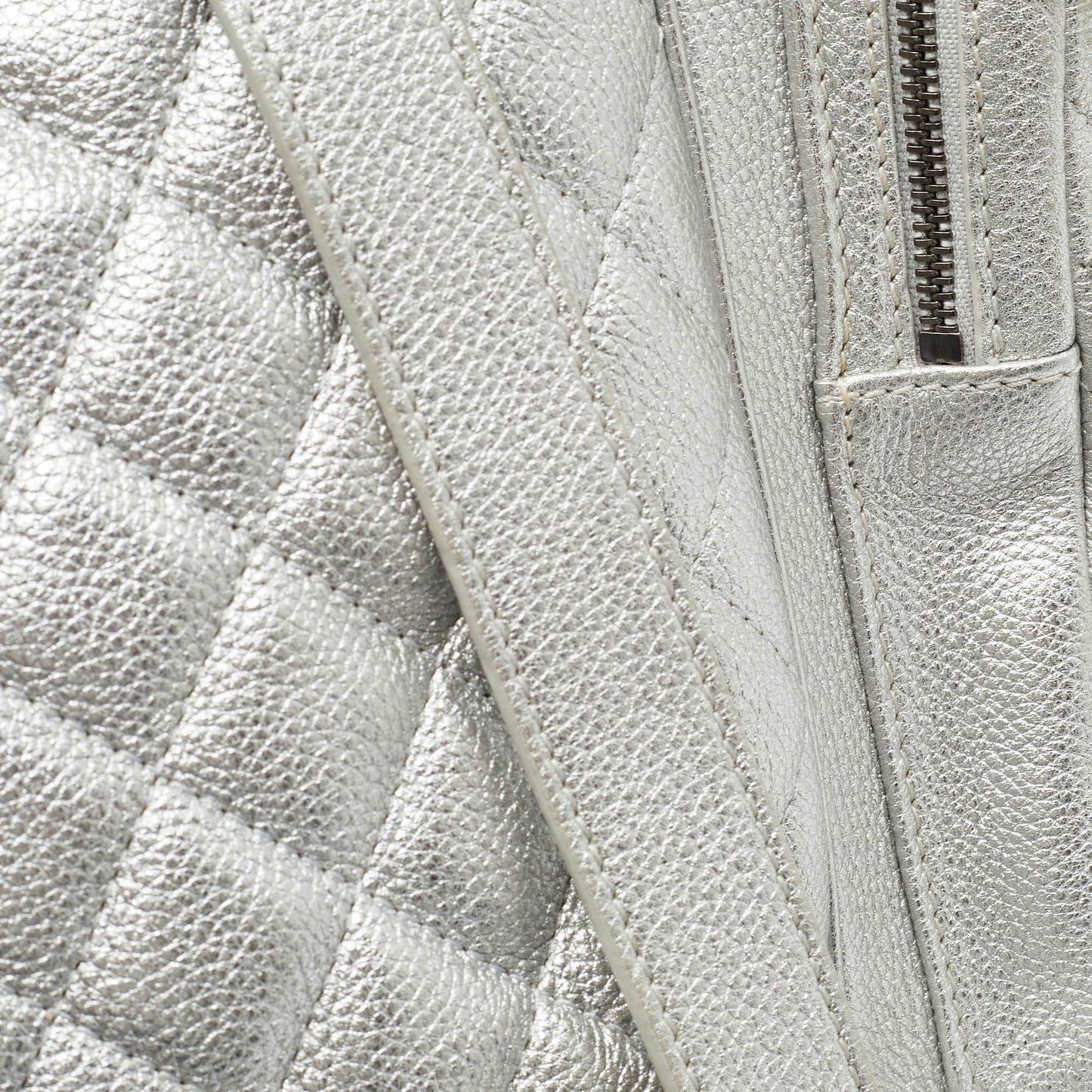 CHANEL Silver Quilted Leather Casual Rock Airline Backpack