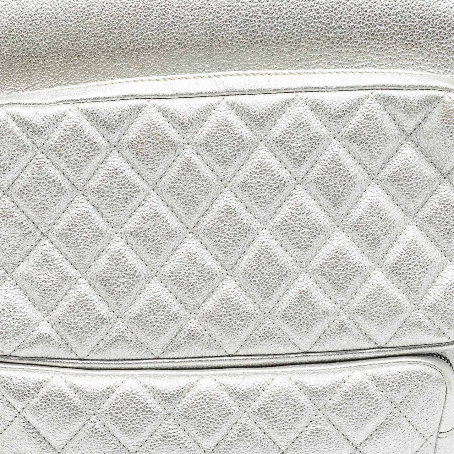 CHANEL Silver Quilted Leather Casual Rock Airline Backpack