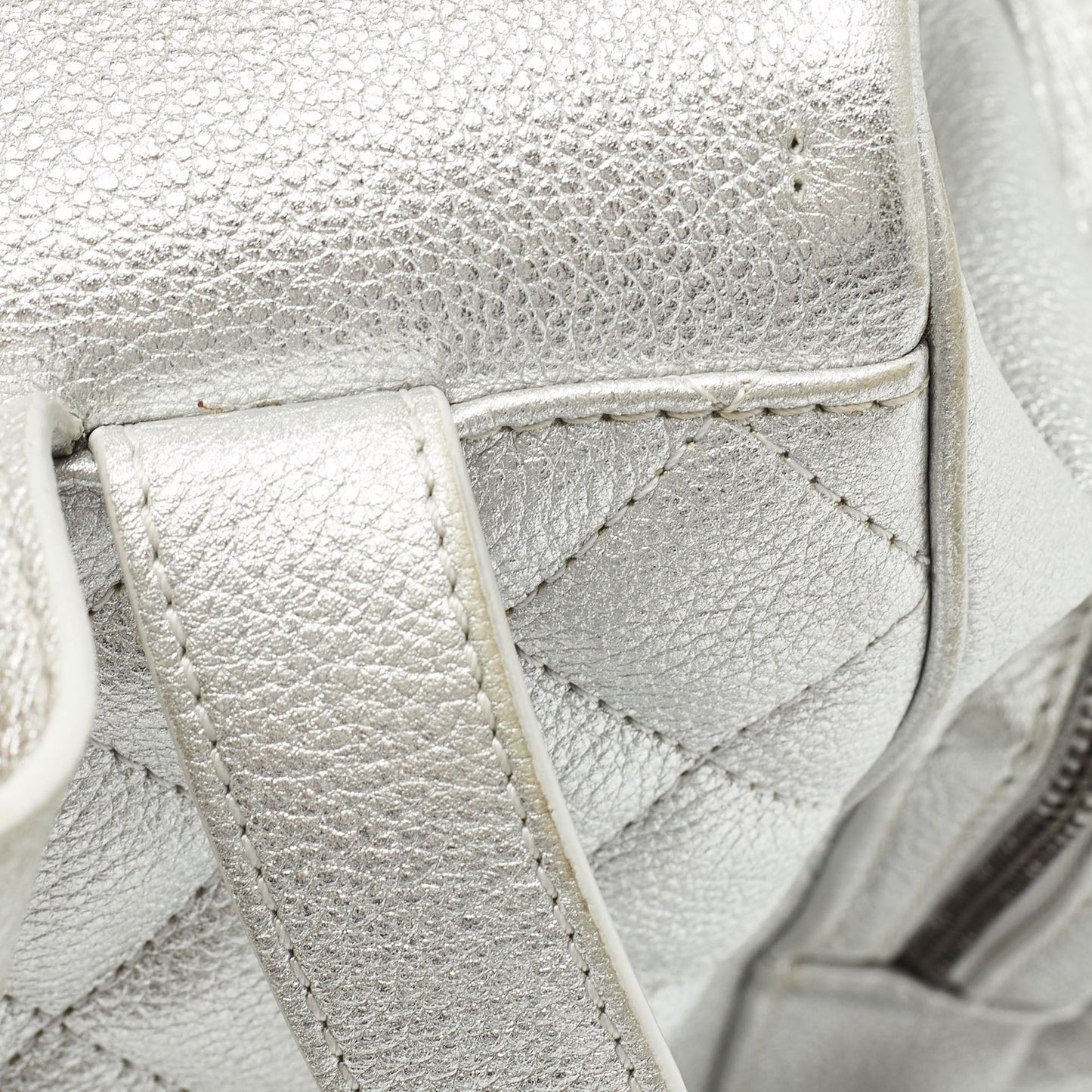 CHANEL Silver Quilted Leather Casual Rock Airline Backpack