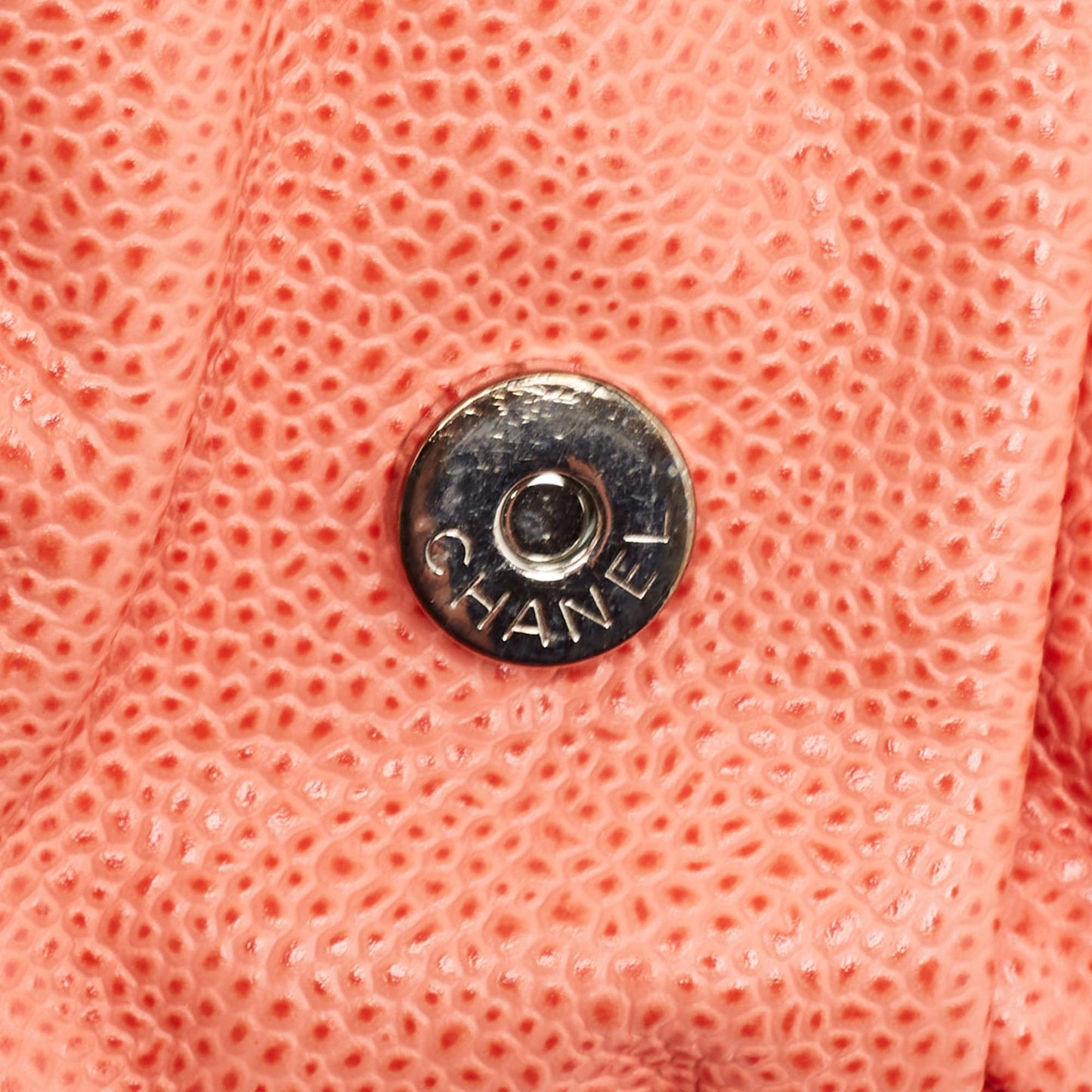 CHANEL Orange Caviar Leather Half Moon Wallet On Chain
