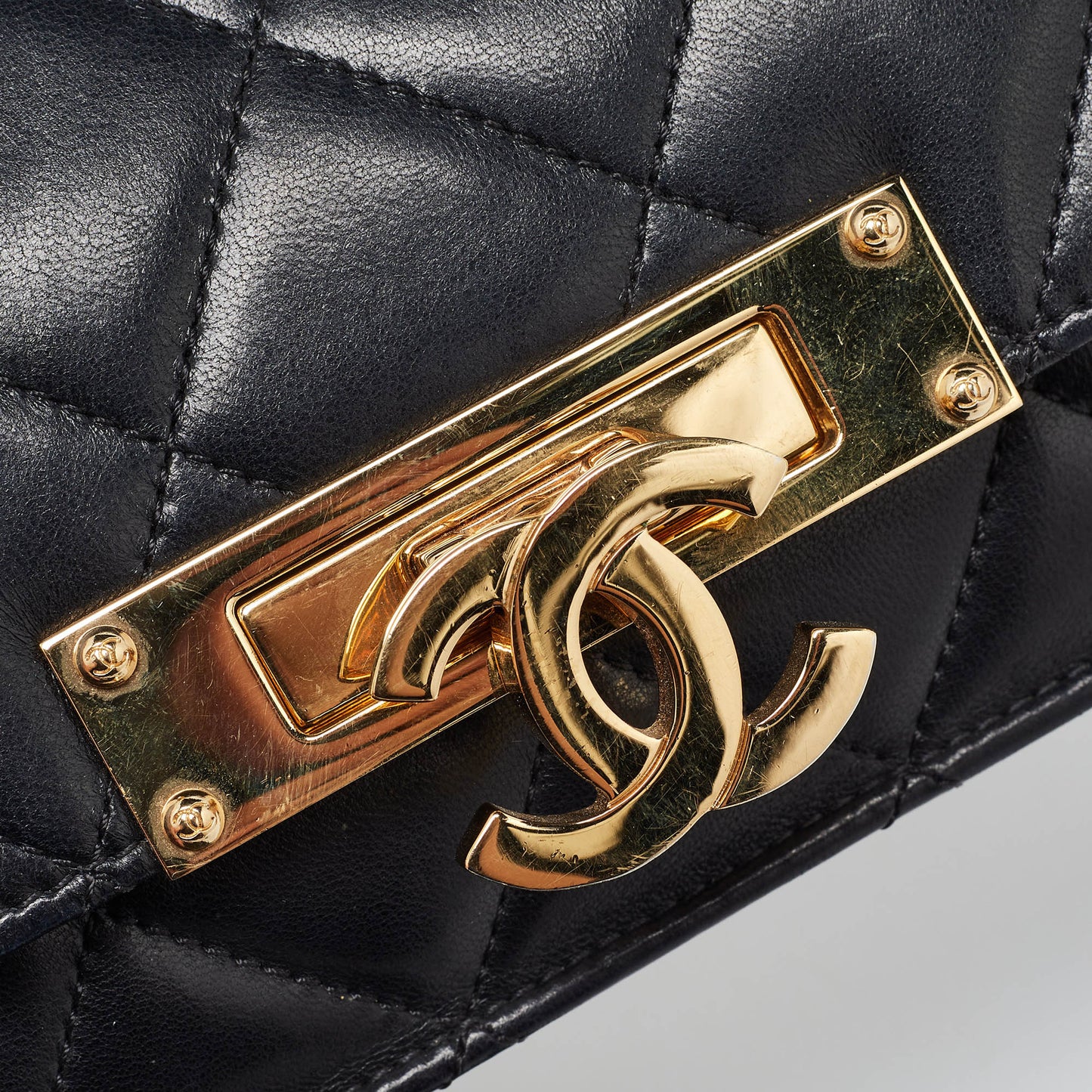 CHANEL Black Quilted Leather Golden Class Wallet on Chain