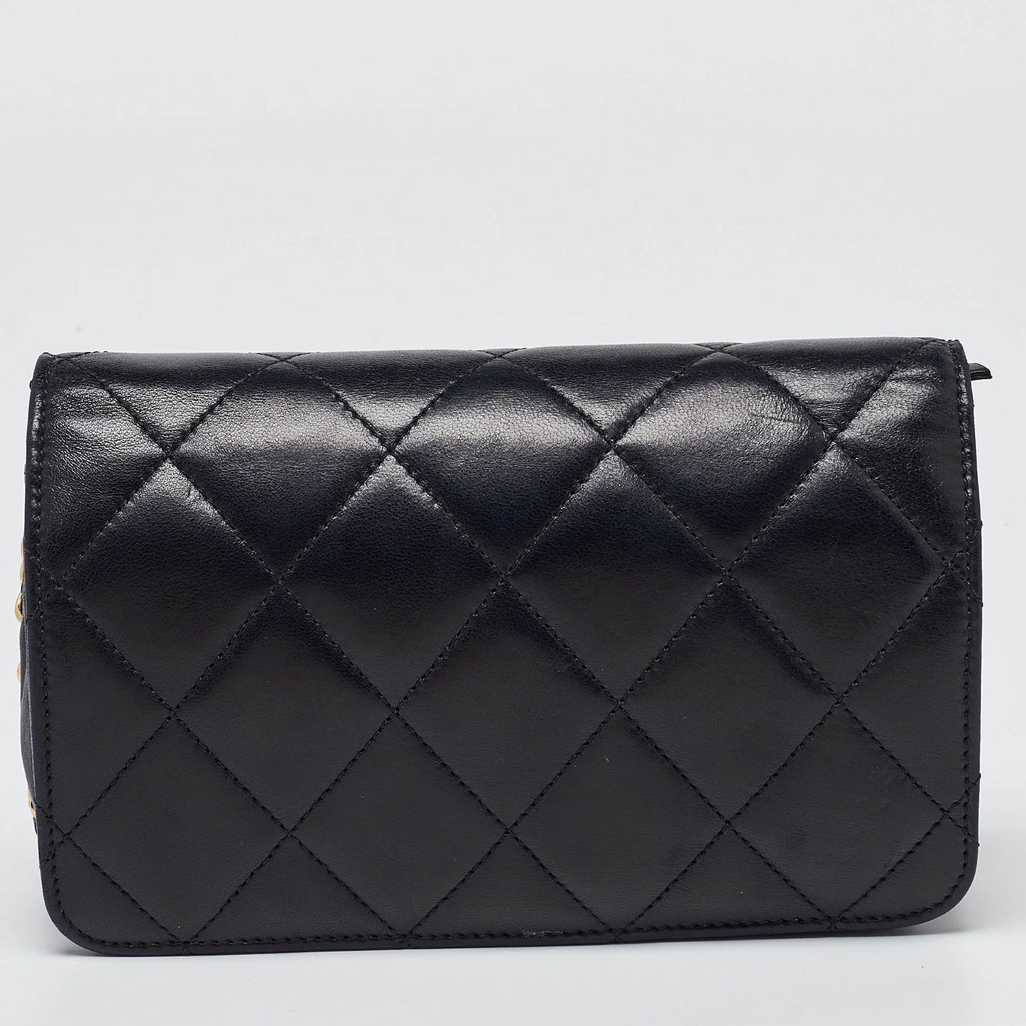 CHANEL Black Quilted Leather Golden Class Wallet on Chain