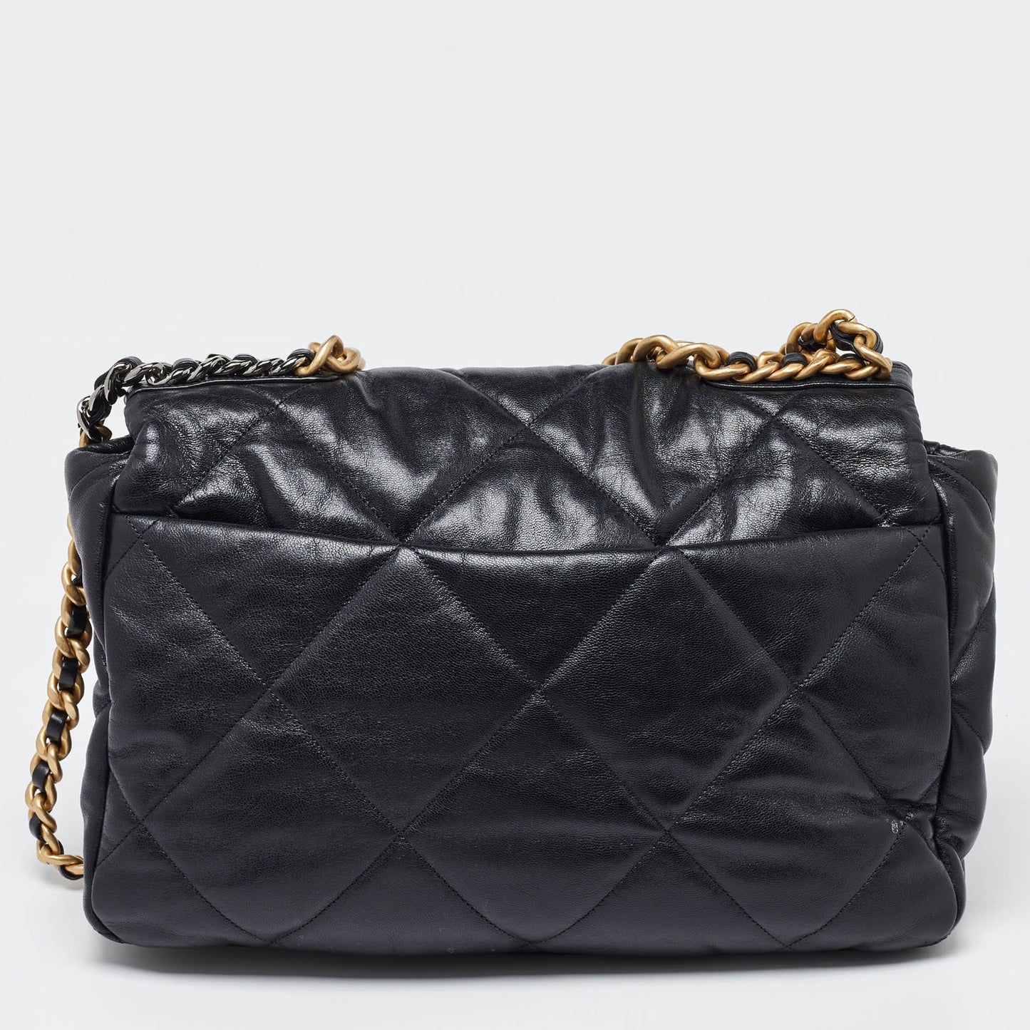 CHANEL Black Quilted Leather Maxi 19 Shoulder Bag