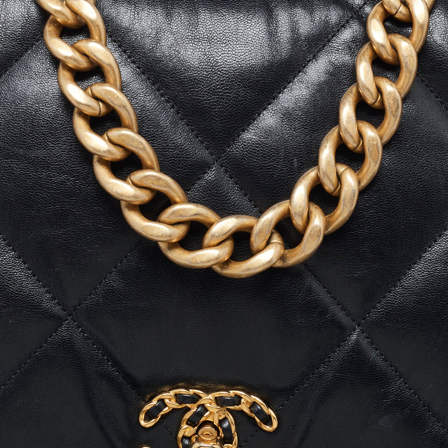 CHANEL Black Quilted Leather Maxi 19 Shoulder Bag