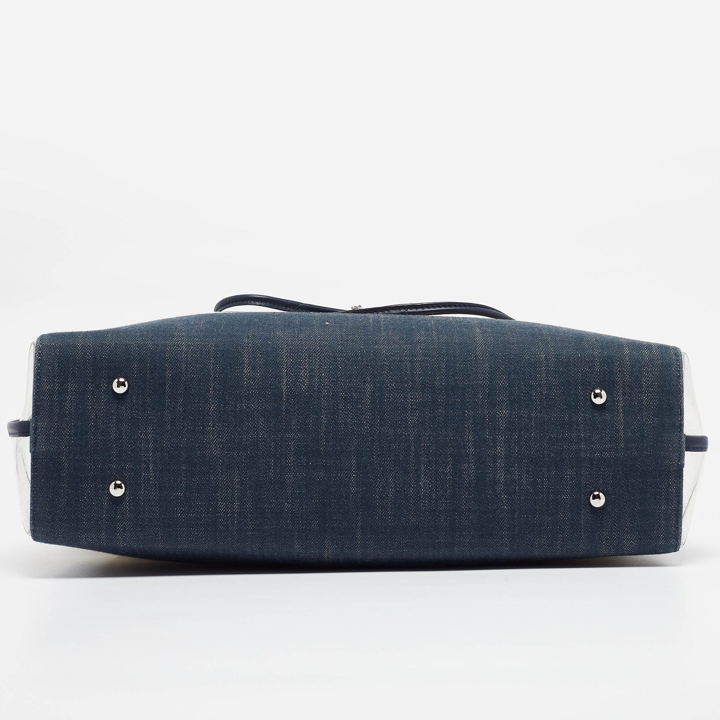 CHANEL Navy Blue PVC and Denim 31 Shopping Bag