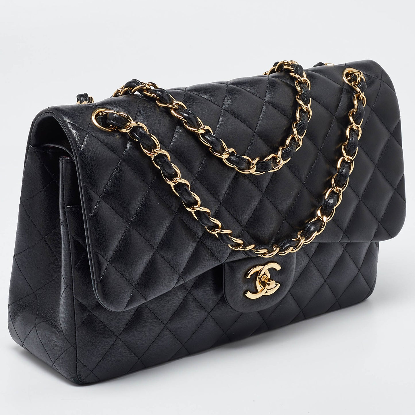 CHANEL Black Quilted Leather Jumbo Classic Double Flap Bag