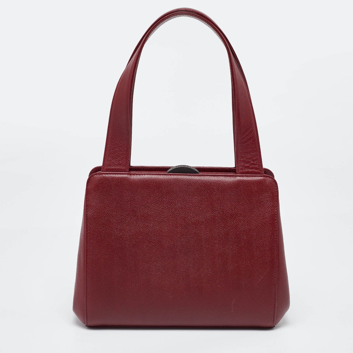 CHANEL Red Caviar Leather CC Frame Bag