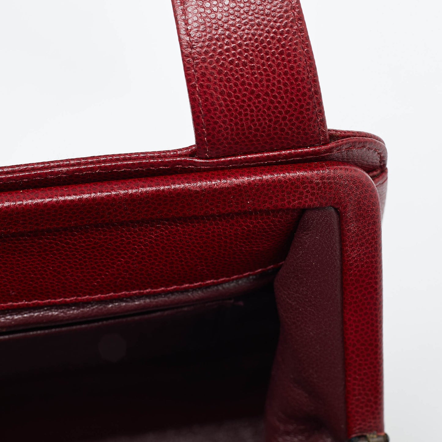 CHANEL Red Caviar Leather CC Frame Bag