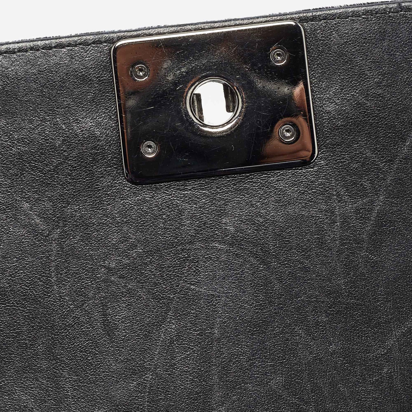 CHANEL Black Quilted Velvet Medium Boy Flap Bag