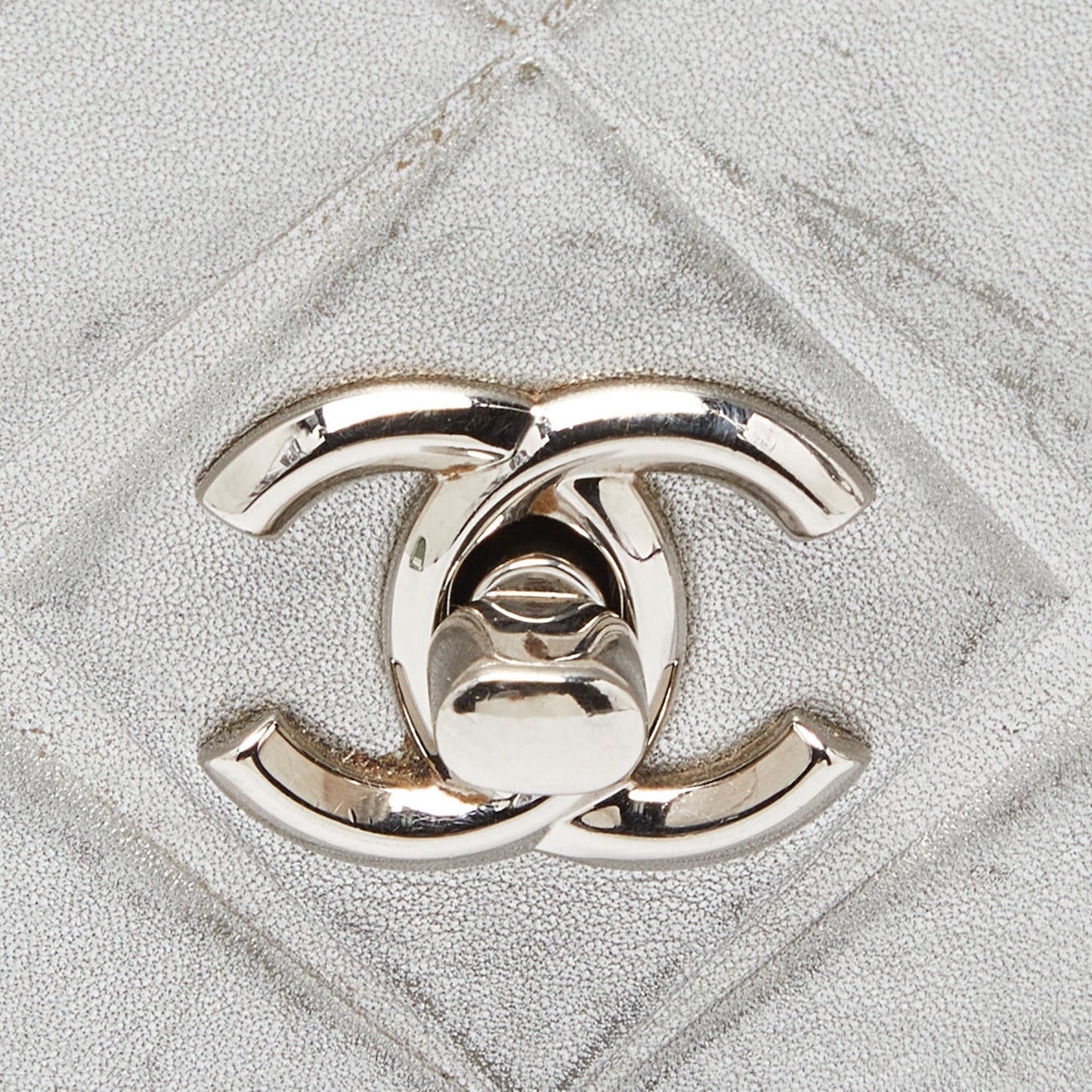 CHANEL Silver Leather Mini Propeller Flap Bag