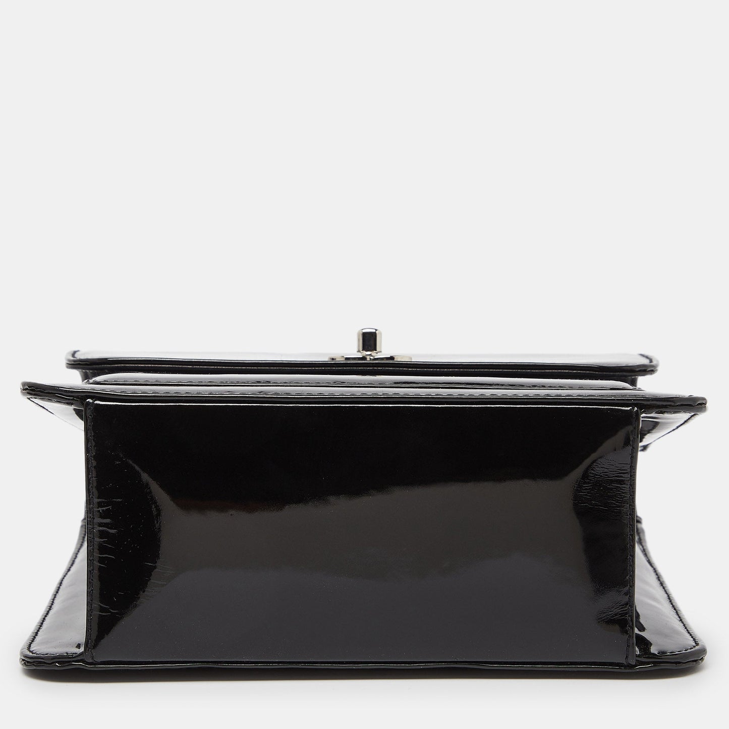 CHANEL Black Patent Leather Vintage CC Square Flap Bag