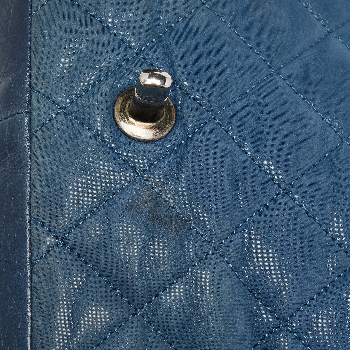 CHANEL Blue Quilted Iridescent Leather Medium In-The-Mix Flap Bag