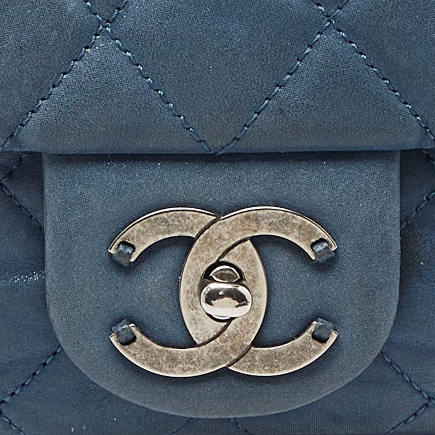 CHANEL Blue Quilted Iridescent Leather Medium In-The-Mix Flap Bag
