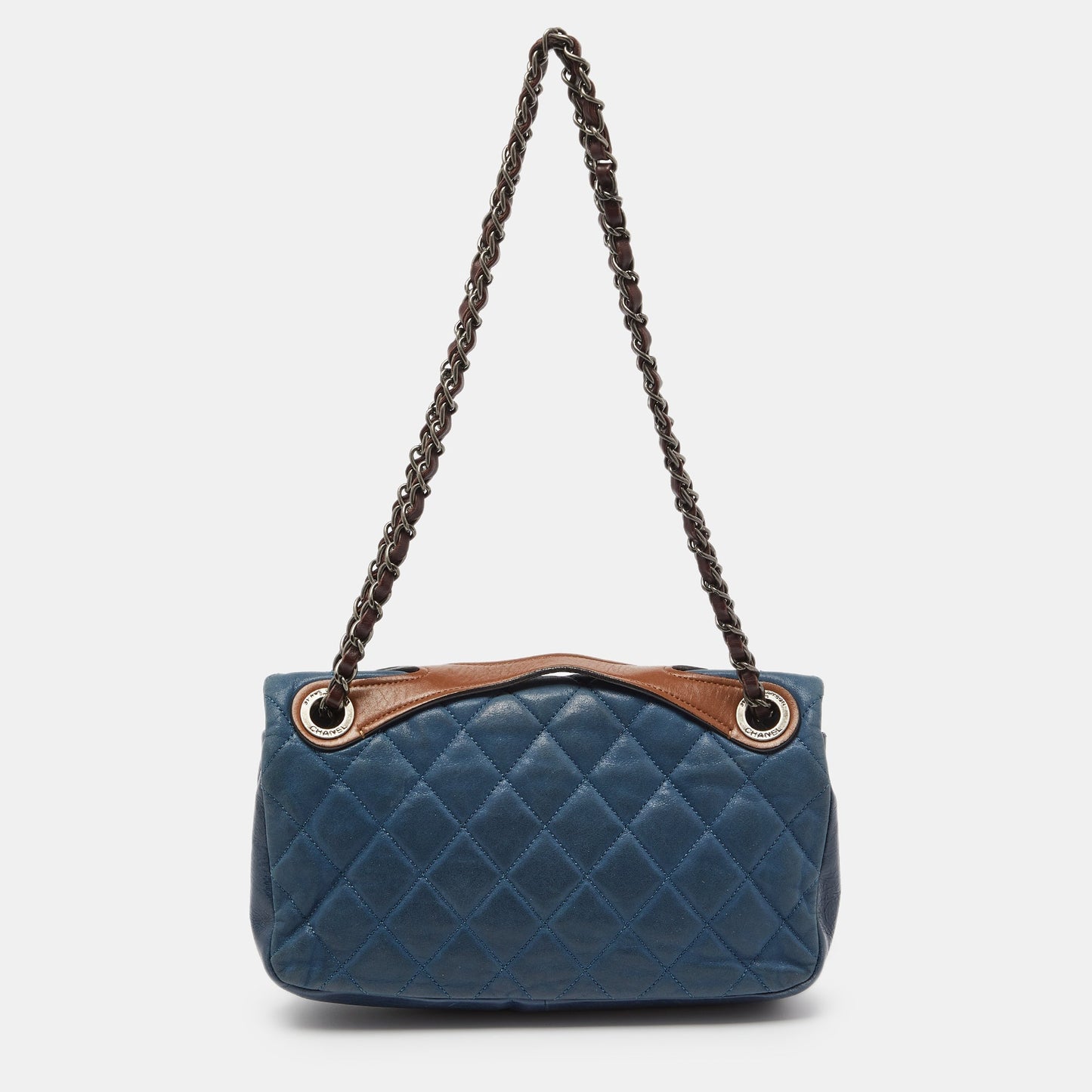 CHANEL Blue Quilted Iridescent Leather Medium In-The-Mix Flap Bag