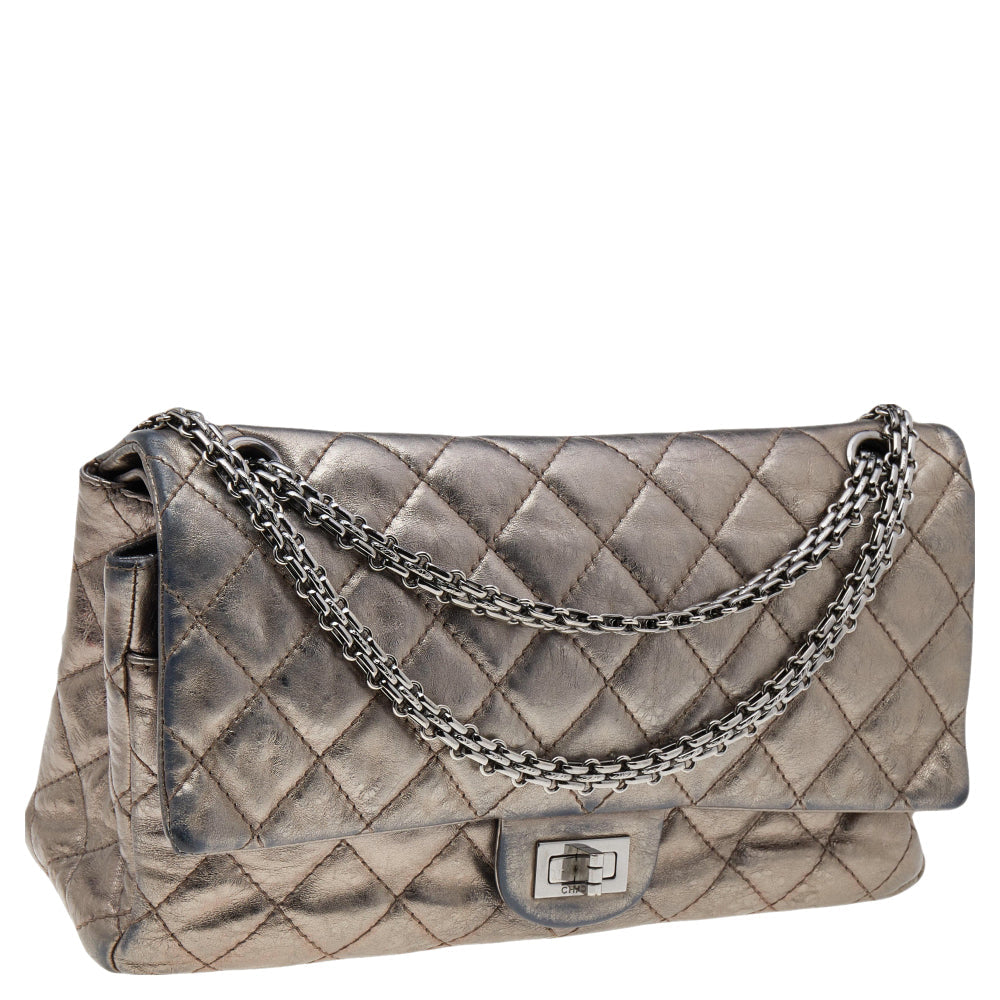 Chanel Metallic Grey Quilted Leather Reissue 2.55 Classic 226 Flap Bag