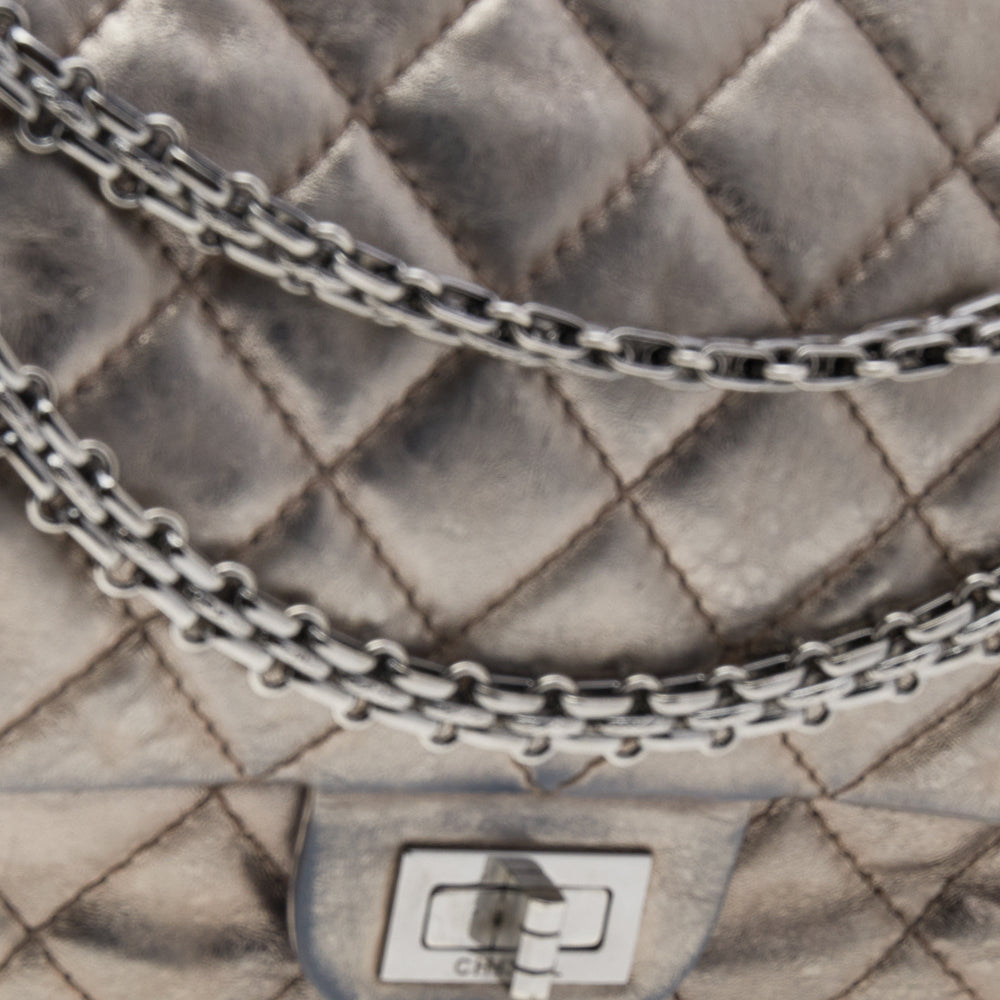 Chanel Metallic Grey Quilted Leather Reissue 2.55 Classic 226 Flap Bag
