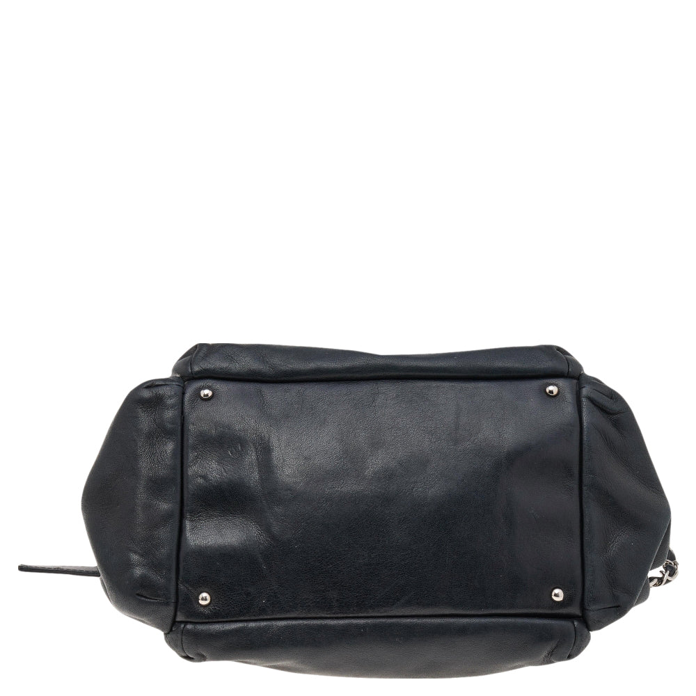 Chanel Black Leather Accordion Zipper Bag