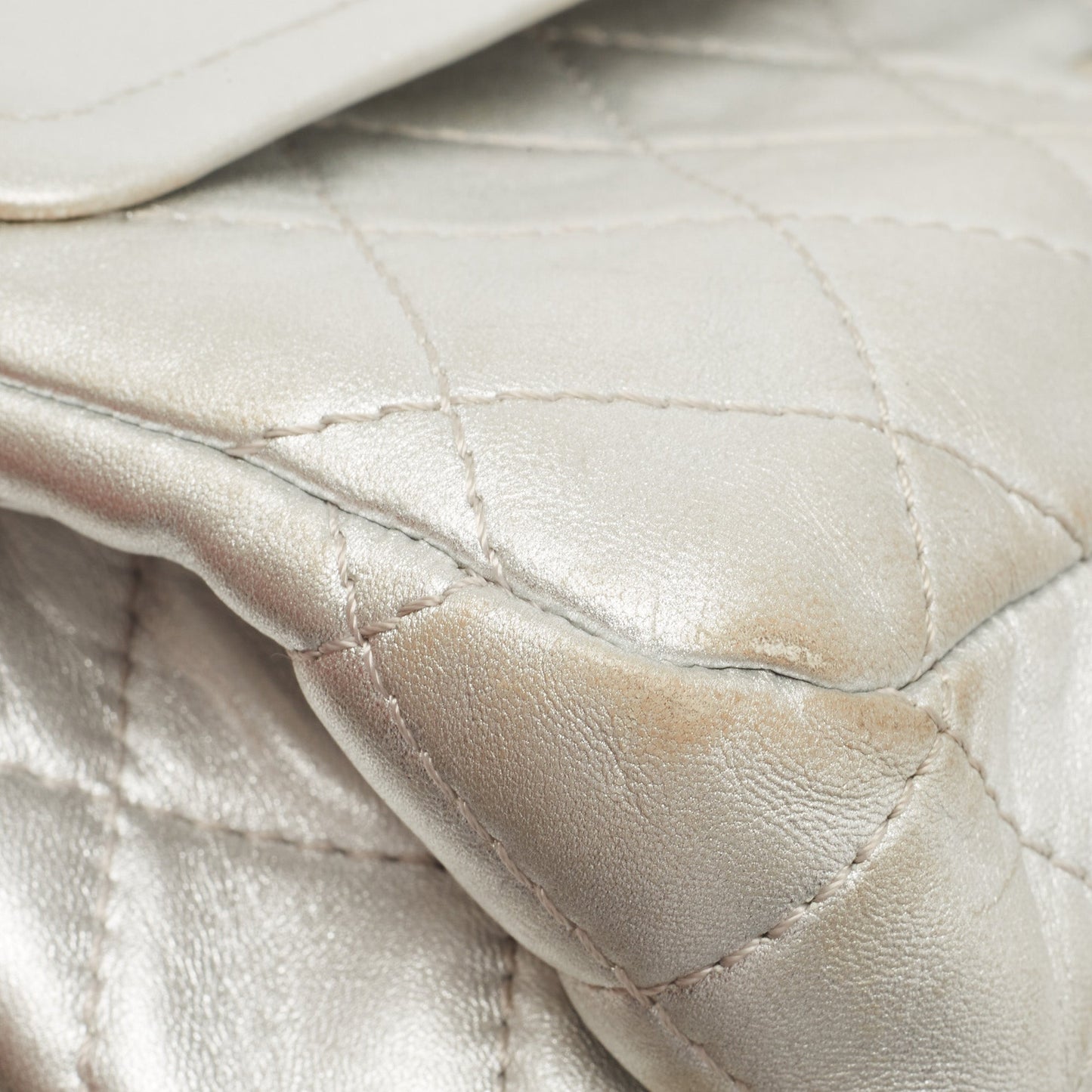 Chanel Silver Quilted Leather Reissue 2.55 Classic 227 Flap Bag