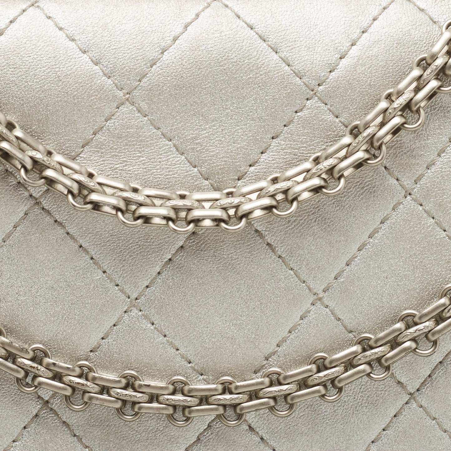 Chanel Silver Quilted Leather Reissue 2.55 Classic 227 Flap Bag
