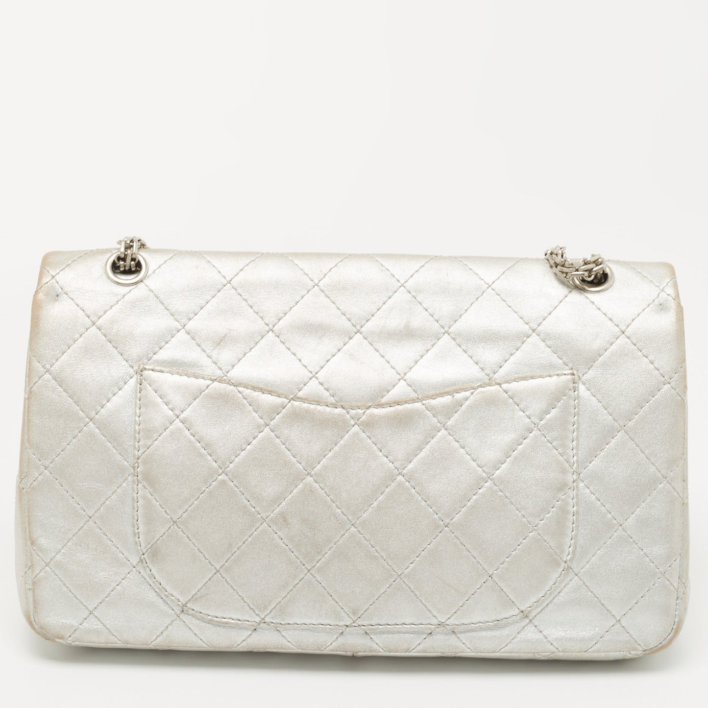 Chanel Silver Quilted Leather Reissue 2.55 Classic 227 Flap Bag