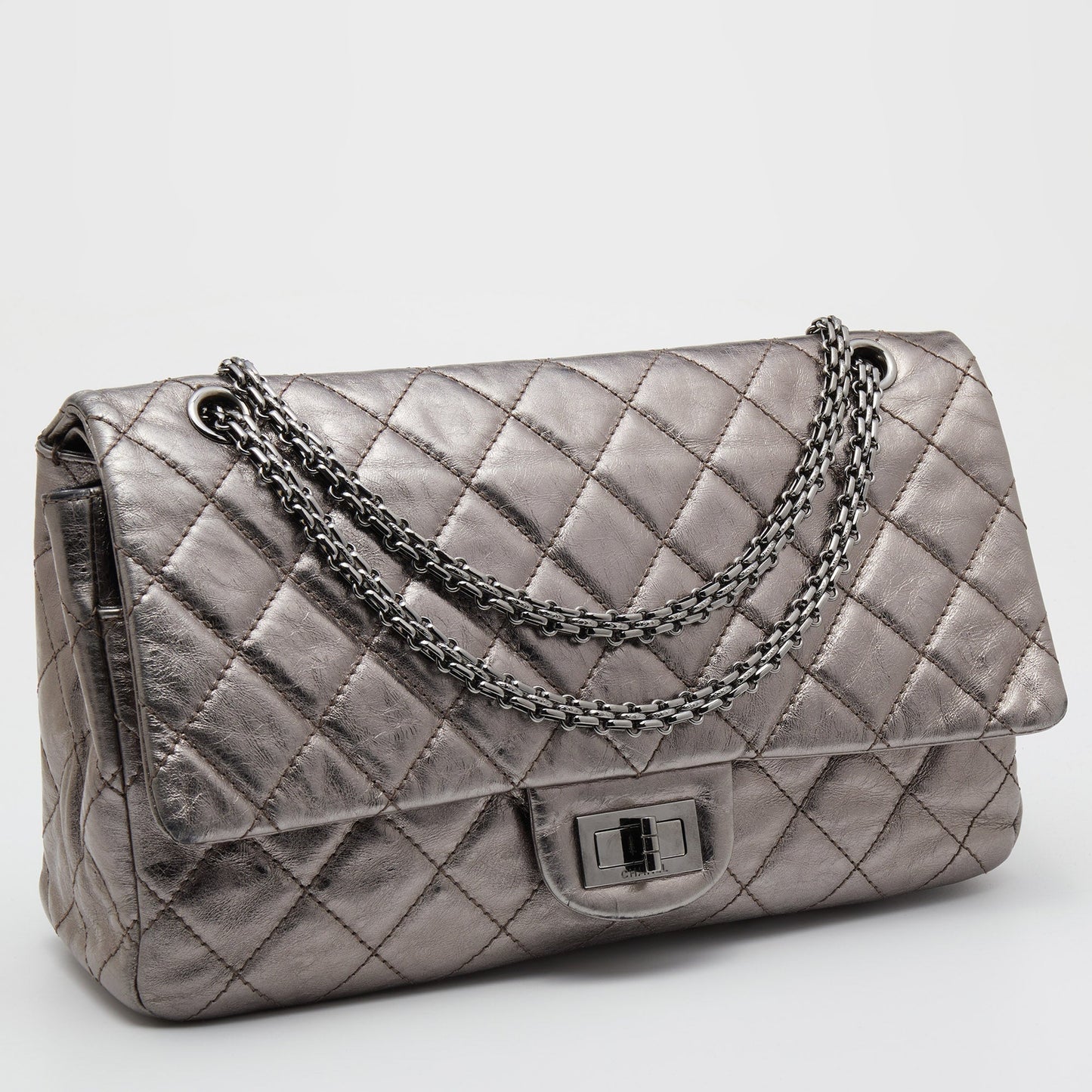 Chanel Metallic Quilted Aged Leather Reissue 2.55 Classic 227 Flap Bag