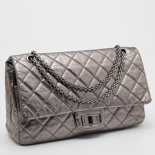 Chanel Metallic Quilted Aged Leather Reissue 2.55 Classic 227 Flap Bag