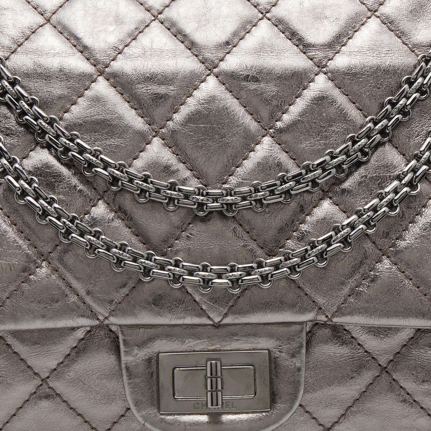 Chanel Metallic Quilted Aged Leather Reissue 2.55 Classic 227 Flap Bag