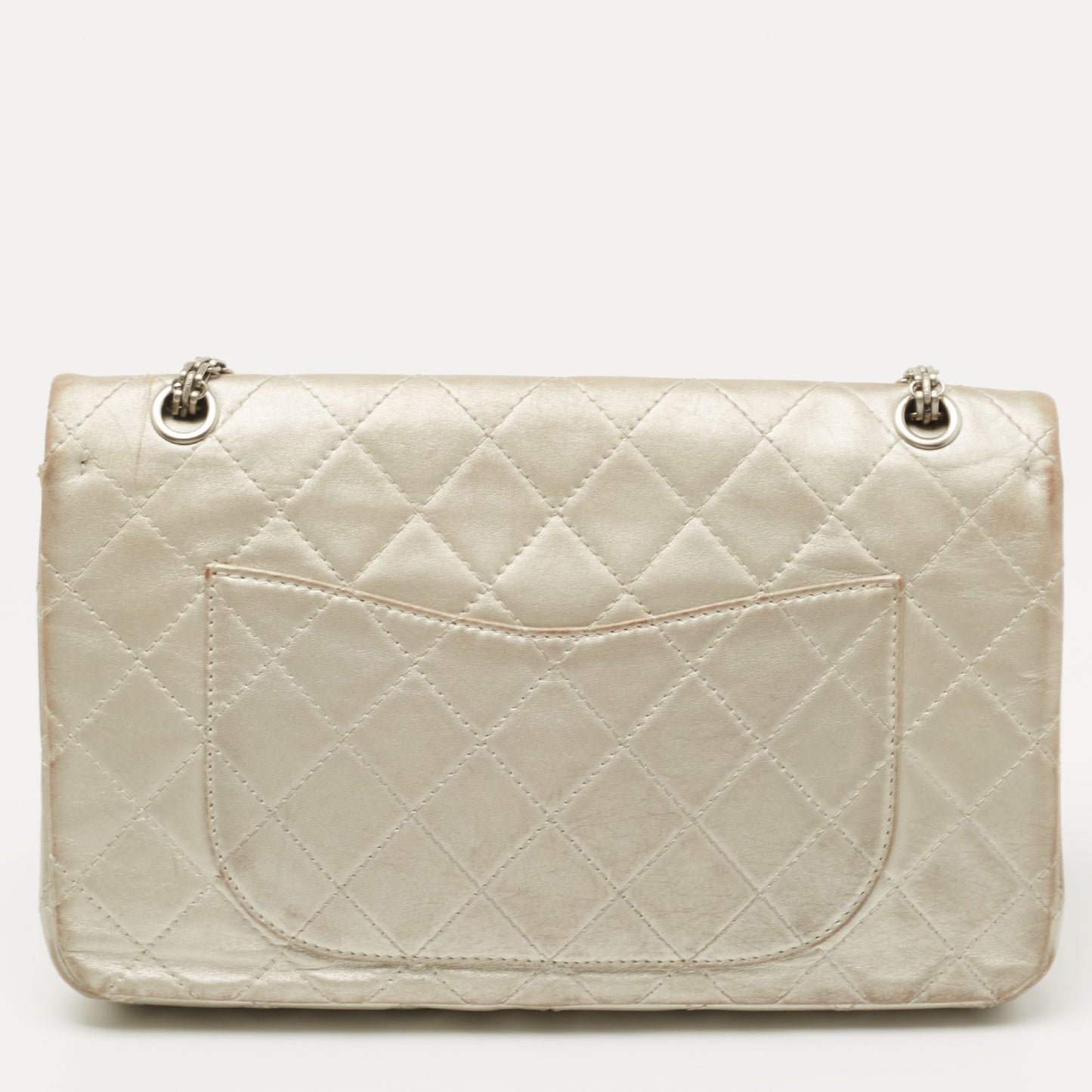 CHANEL Silver Quilted Leather 227 Reissue 2.55 Flap Bag