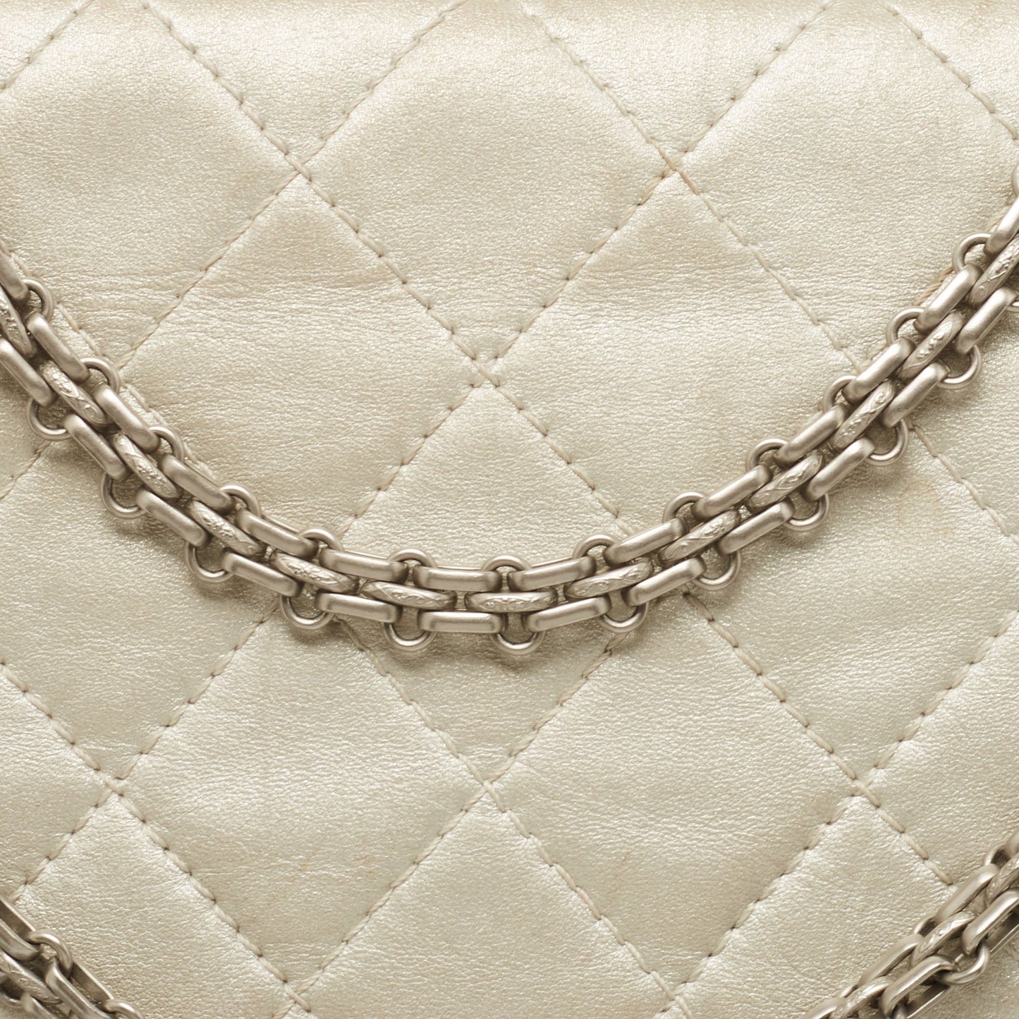CHANEL Silver Quilted Leather 227 Reissue 2.55 Flap Bag