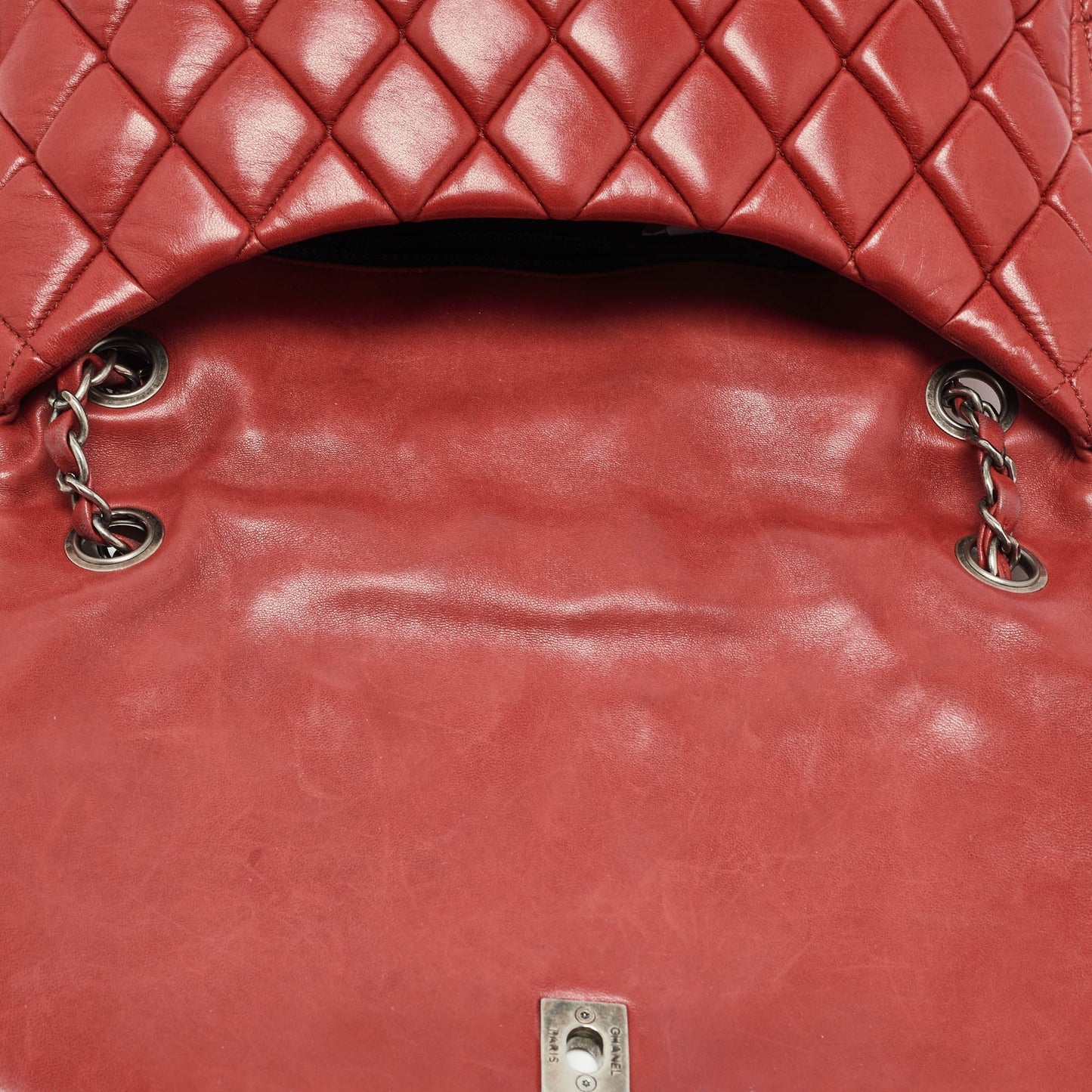 Chanel Red Bubble Quilted Leather Flap Shoulder Bag