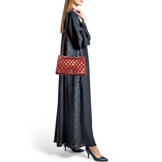 Chanel Red Bubble Quilted Leather Flap Shoulder Bag