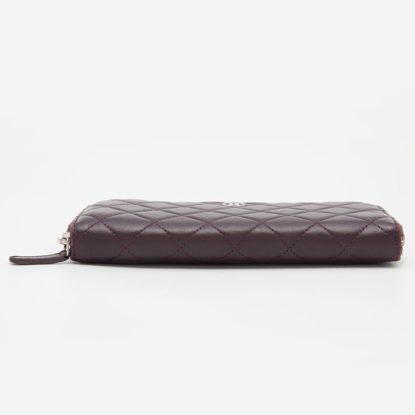 CHANEL Purple Quilted Leather CC Zip Around Wallet