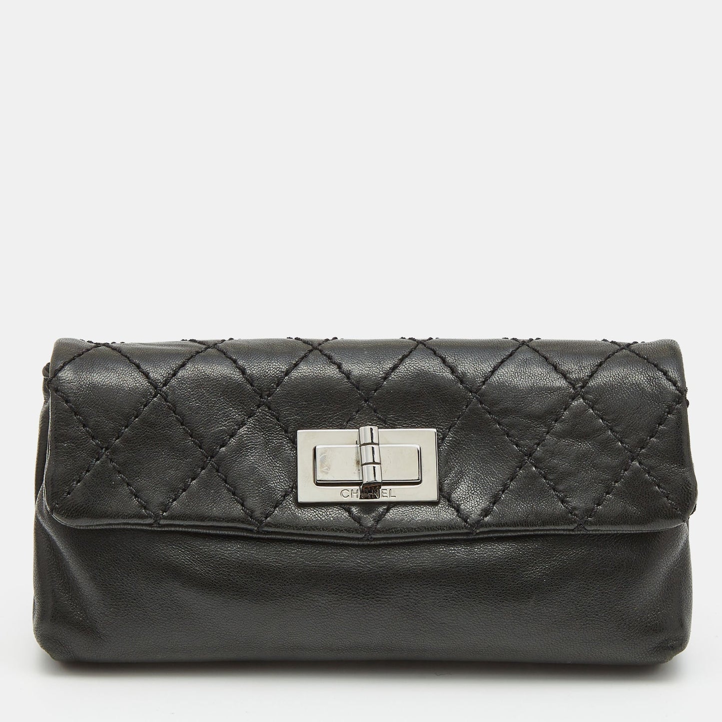 Luxury Chanel Black Quilted Leather Mademoiselle Flap Clutch