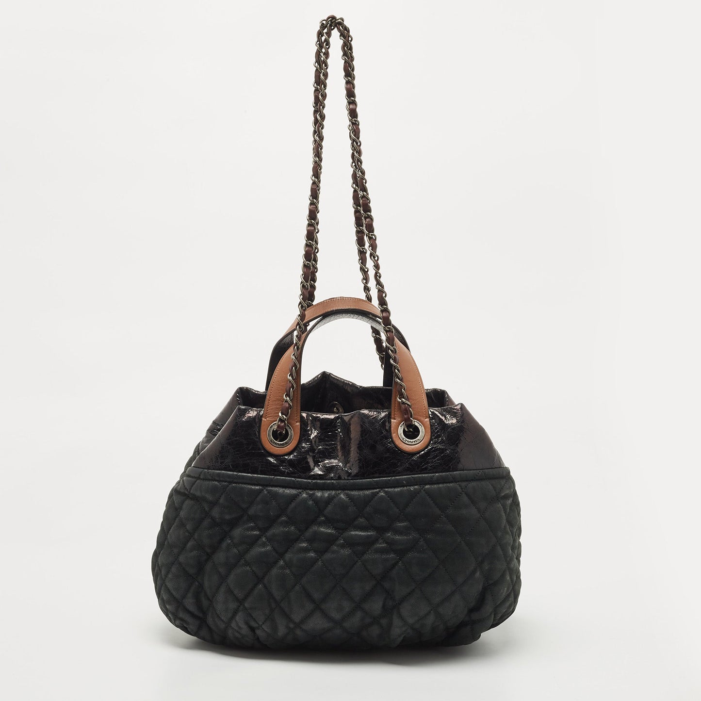 Luxury Chanel Black/Burgundy Quilted Nubuck and Leather In The Mix Bag