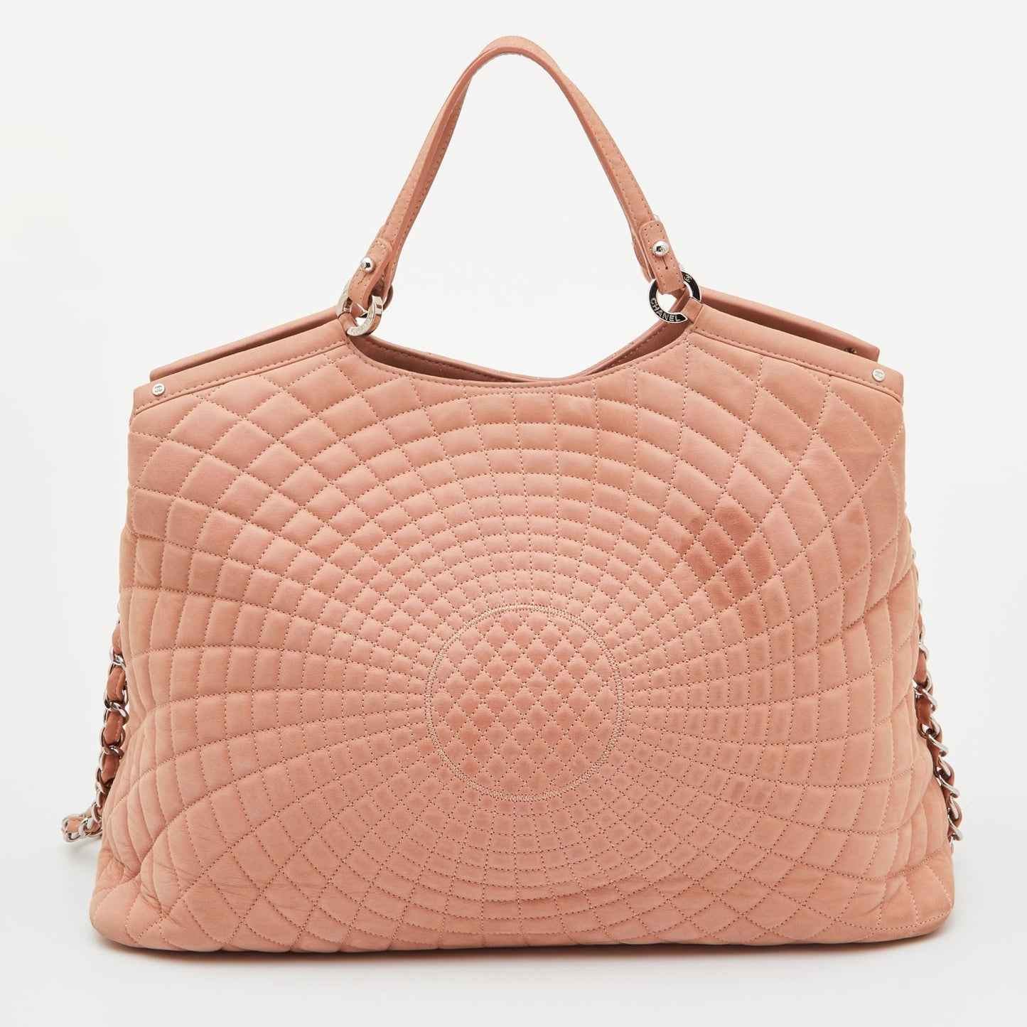 Luxury Chanel Light Pink Quilted Iridescent Leather Large Sea Hit Tote