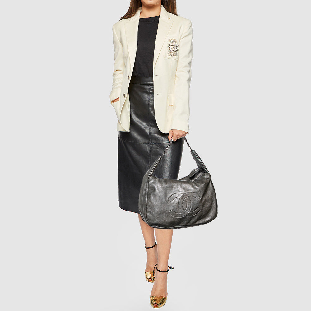 Luxury Chanel Grey Caviar Leather 31 Hobo