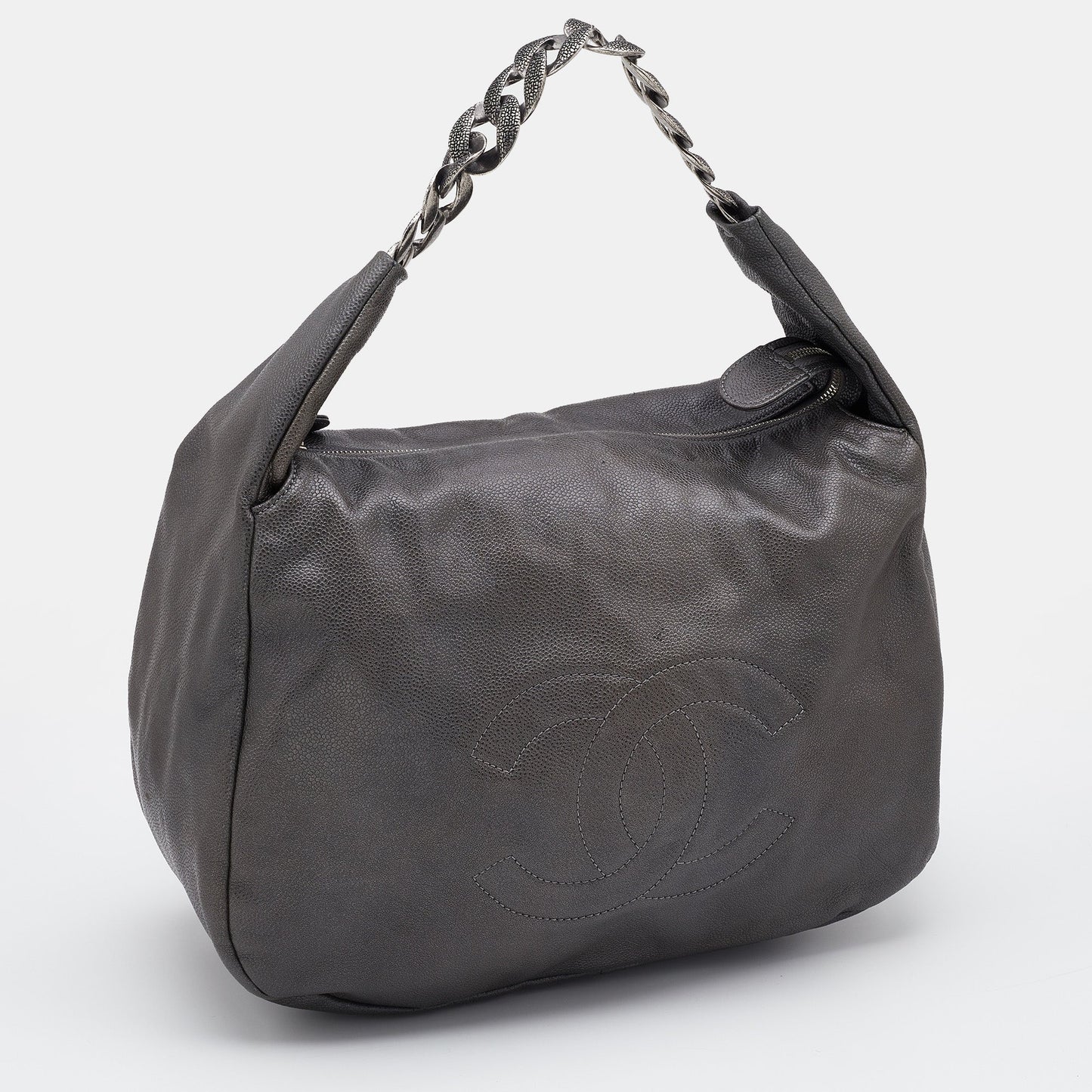 Luxury Chanel Grey Caviar Leather 31 Hobo