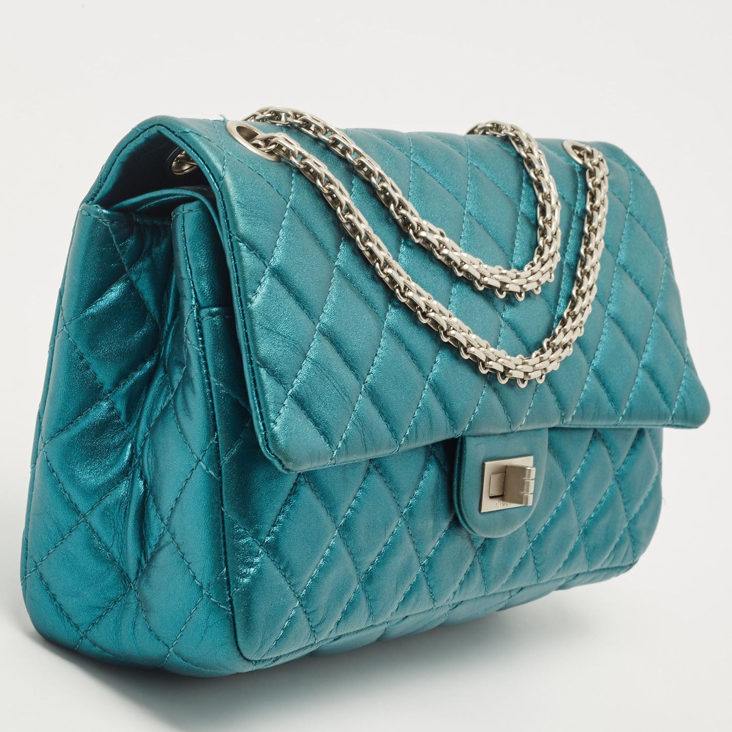 CHANEL Metallic Teal Green Quilted Leather Reissue 2.55 Classic 226 Flap Bag